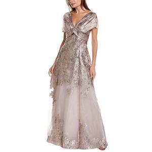 Teri Jon by Rickie Freeman Metallic Organza Gown